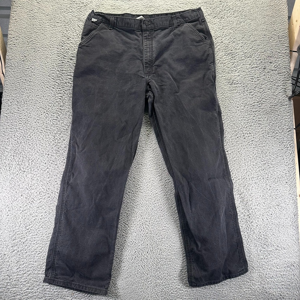 Carhartt Pant Mens 42x34 Black Cotton Carpenter Straight Flame Resistant Utility
